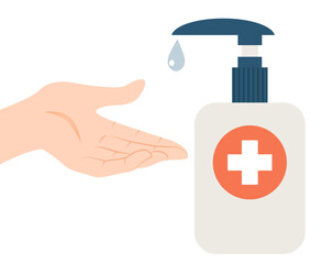 use hand sanitizer, new normal concept flat icon PNG