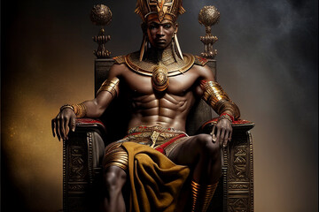 Egyptian pharaoh sitting in background