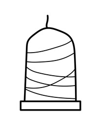 Patterned candle. Black and white vector image. Coloring.