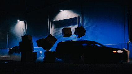 Highway Traffic Patrol Car In Pursuit of Criminal Vehicle. Police Officers in Squad Car Chase...