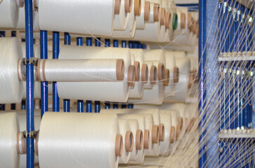 Polyester Spool Sewing Thread Reel Rack at Textile Mill