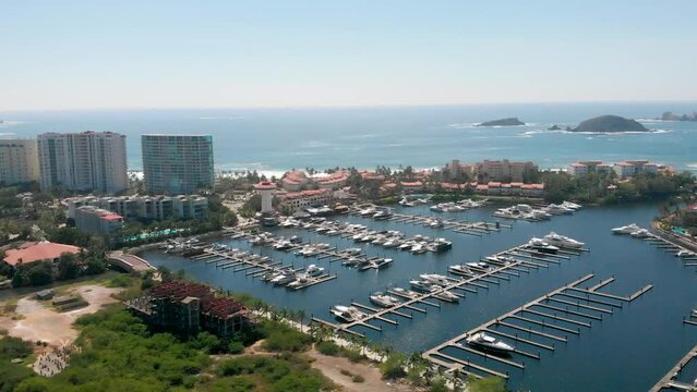Port of Ixtapa. Zihuatanejo Marina with drone