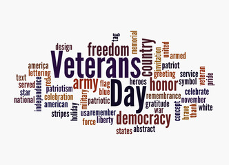 Word Cloud with VETERANS DAY concept, isolated on a white background