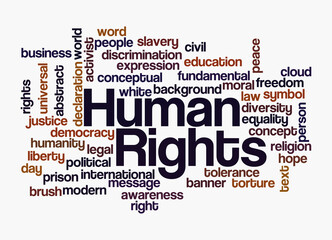 Word Cloud with HUMAN RIGHTS concept, isolated on a white background