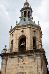 Fototapeta na wymiar Tower of San Pedro - St Peter Church Facade, Vitoria Gasteiz, Alava, Basque Country, Spain