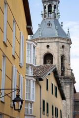 Fototapeta na wymiar Tower of San Pedro - St Peter Church Facade, Vitoria Gasteiz, Alava, Basque Country, Spain