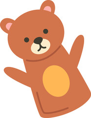 Cute soft wild bear puppet flat icon Handmade toys