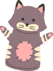 Cute soft cat puppet flat icon Handmade toys