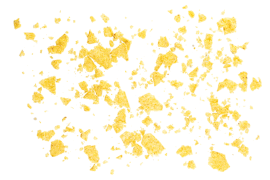 Flying mexican nachos chips, isolated on white background. With clipping path. Full depth of field. Focus stacking