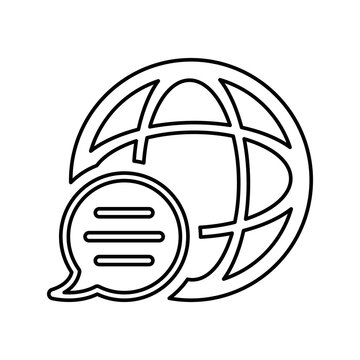 recommend clip art: Global, communication, connection outline icon. Line art vector.
