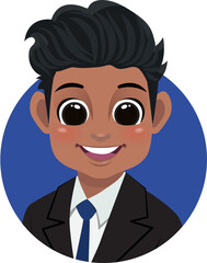 Black hair American African businessman avatar man face profile icon concept online support service male cartoon character portrait isolated flat icon
