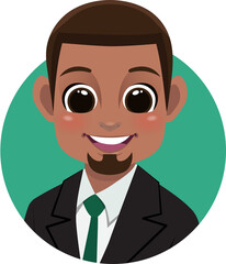 Bald head American African businessman avatar man face profile icon concept online support service male cartoon character portrait isolated flat icon
