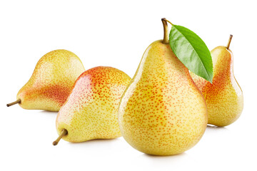 Delicious pears, isolated on white background