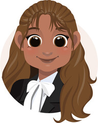 Smile American African businesswoman avatar long hair woman face profile icon concept online support service female cartoon character portrait isolated flat icon