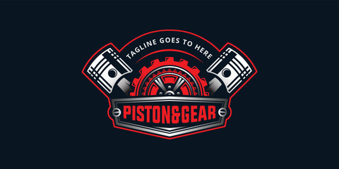 Automotive piston workshop service logo design modern Vintage motorcycle repair service engine tune up icon symbol illustration