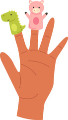 Obraz premium Cute soft puppets on fingers flat icon Toys for theatre