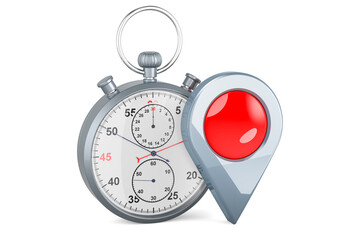 Stopwatch with map pointer, 3D rendering