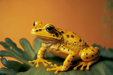 Obraz premium Little yellow arrowhead frog. Created with Generative AI technology.
