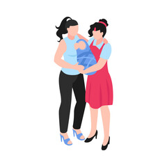 Lesbian Family Baby Composition