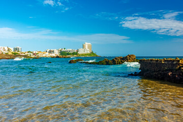 Waters of Patience beach during a sunny afternoon, one of the most beautiful in the urban area of the city of Salvador in Bahia