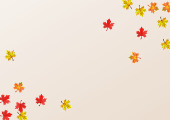 Brown Leaf Background Beige Vector. Leaves Paper Frame. Yellow Design Plant. Tree Foliage Template.