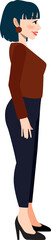 Business woman in office style clothes side view cartoon character PNG