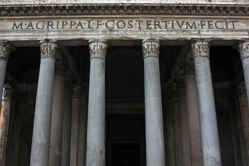 Ancient stone columns of the Pantheon in Rome