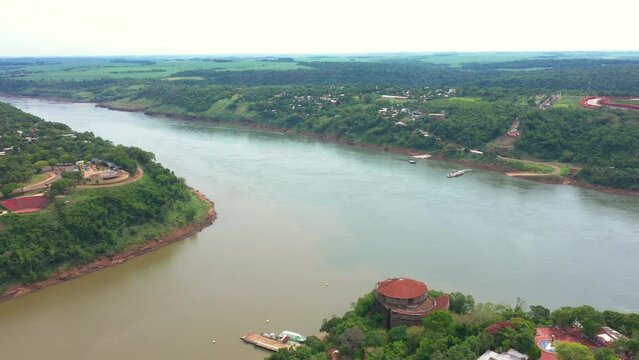 The Triple Frontier, a tri-border area between Paraguay, Argentina and Brazil. Landmark of the three borders