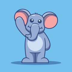 Cute elephant logo mascot waving vector illustration
