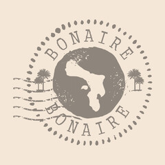 Stamp Postal of  Bonaire. Map Silhouette rubber Seal.  Design Retro Travel. Seal of Map Bonaire grunge  for your design.  EPS10