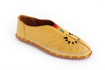Comfortable leather women's shoes. Flat sole.