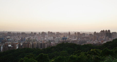 Fototapeta na wymiar Taoyuan city view under sunset