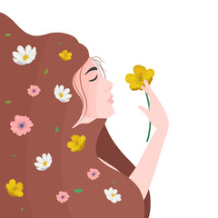 Obraz na płótnie Canvas international women's day, beautiful women in flowers
