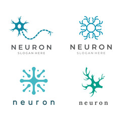 Neuron logo or nerve cell logo with concept vector illustration template.