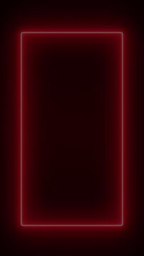 Video animation of glowing neon rectangles in red - abstract background - seamless loop - vertical video