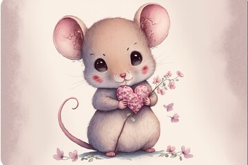 Fototapeta premium Cute baby mouse. Generative AI