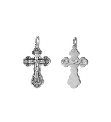 isolated on white background jewelry silver cross with shadow