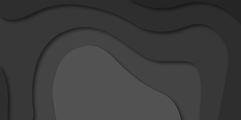 	
Geometric papercut black luxury background and elements, topography map concept. Abstract paper cut layered black posters. Fluid shapes brochure template. For banner, identity card, cover.