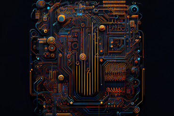 Abstract circuit board or central processing unit, Generative AI