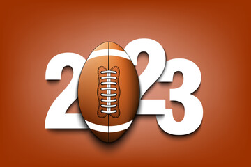 Happy New Year 2023 and rugby ball