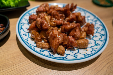 traditional smoked fried beef in Moc Chau, Vietnam. The name of the dish is 