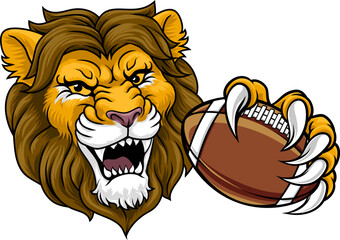 A lion American football sports team cartoon animal mascot