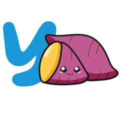 Fruit Alphabet Clip Art, Fruit A to Z Clipart, Cute a-z Clipart ,Clip Art for Personal and Commercial use, Digital clip art for Download, Y Yam