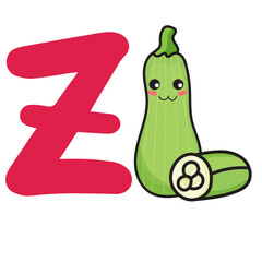 Fruit Alphabet Clip Art, Fruit A to Z Clipart, Cute a-z Clipart ,Clip Art for Personal and Commercial use, Digital clip art for Download, Z Zucchini