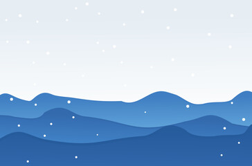 Naklejka premium Winter wallpaper with mountain and snowflakes vector illustration.