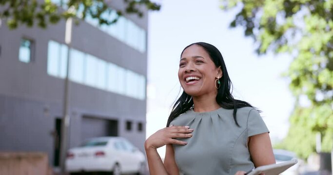 Woman, phone and wave taxi outdoor for business travel to Miami, uber communication and comuting to work. Black woman, metro car and 5g networking in city street for traveling with transportation app