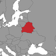 Belarus on world map. Vector illustration.