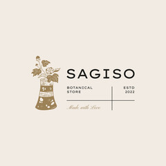 Vintage Flower logo template illustration for branding