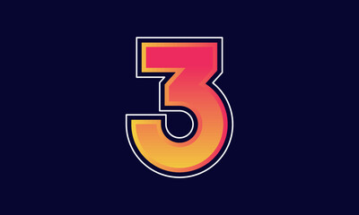 3 Number New Orange Sport Line Logo