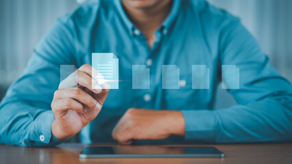 Businessmen use laptops to check emails from customers, information for promoting product promotions and online social media marketing, reviews and feedback from customer service satisfaction survey.